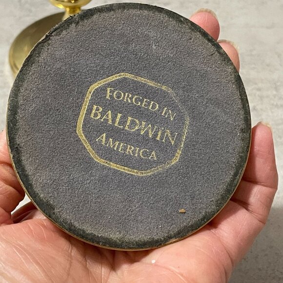 Vintage Baldwin Set of Two 3" Solid Polished Brass Taper Candlestick Holders USA - Picture 4 of 5